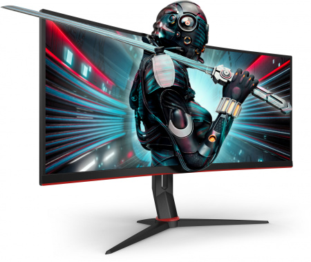 Монитор AOC 34" Gaming CU34G2X черный/красный VA LED 1ms 21:9 HDMI матовая HAS 300cd 178гр/178гр 3440x1440 144Hz DP FHD USB 8.1кг