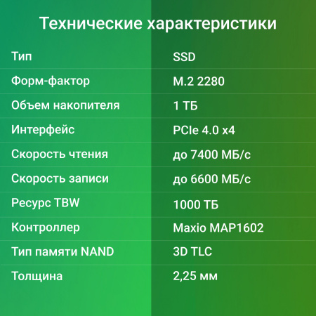 Накопитель SSD Digma PCIe 4.0 x4 1TB DGSM4001TM63T Meta M6 M.2 2280