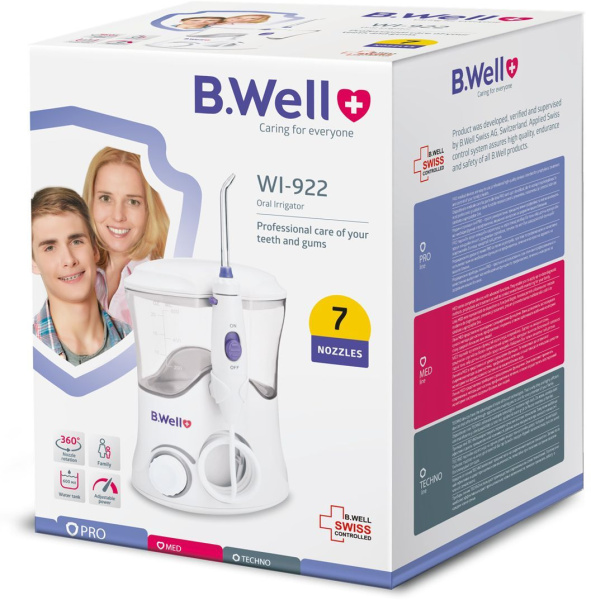 Ирригатор B.Well WI-922 7насад. белый/синий