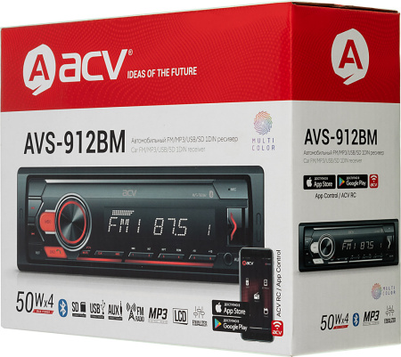 Автомагнитола ACV AVS-912BM 1DIN 4x50Вт