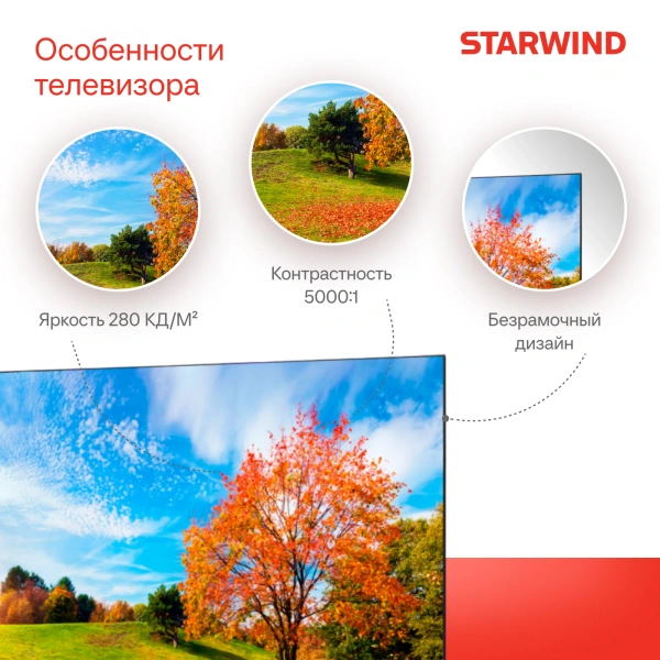 Телевизор LED Starwind 58" SW-LED58UG401 Яндекс.ТВ Frameless стальной 4K Ultra HD 60Hz DVB-T DVB-T2 DVB-C DVB-S DVB-S2 USB WiFi Smart TV