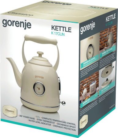 Чайник электрический Gorenje K17CLINGOR 1.7л. 2000Вт бежевый (корпус: металл)