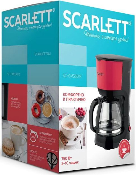 Кофеварка капельная Scarlett SC-CM33013 750Вт красный/черный