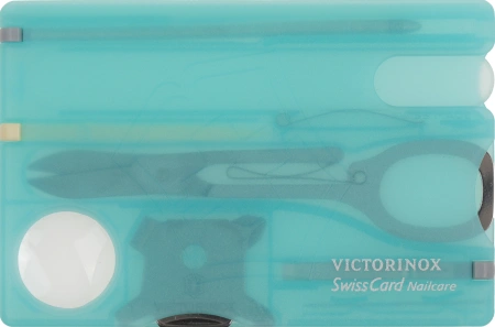 Швейцарская карта Victorinox SwissCard Nailcare (0.7240.T21) бирюзовый полупрозрачный коробка подарочная