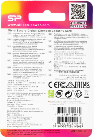 Флеш карта microSDXC 128Gb Class10 Silicon Power SP128GBSTXBV1V20SP Elite + adapter