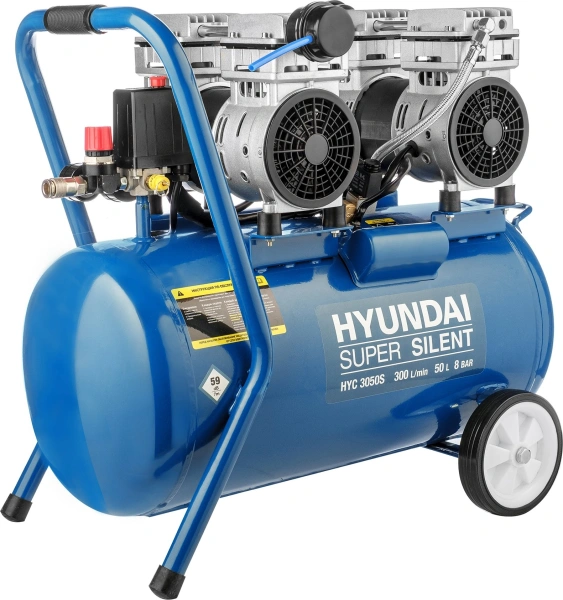 Компрессор поршневой Hyundai HYC 3050S безмасляный 300л/мин 50л 2000Вт синий