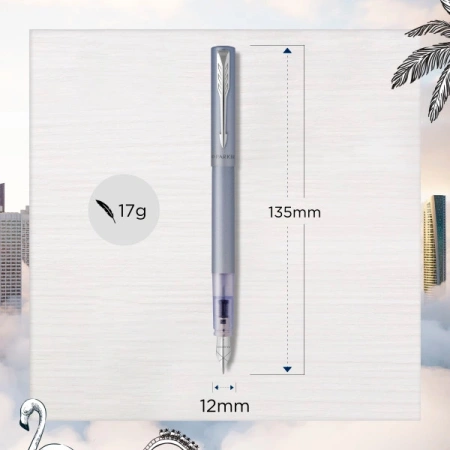 Ручка перьев. Parker Vector XL F21 (CW2159745) Silver Blue CT M сталь нержавеющая подар.кор.