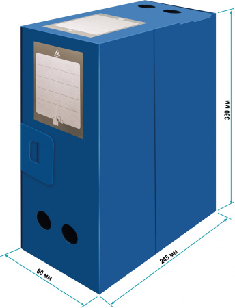 Короб архивный вырубная застежка Бюрократ -BA80/08BLUE пластик 0.8мм корешок 80мм 330х245мм синий