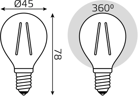 Лампа филам. Gauss Filament 5Вт цок.:E14 свеча 220B св.свеч.бел.нейт. (упак.:10шт) (105801205)